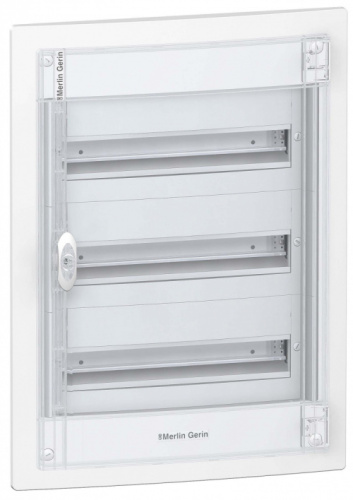 SCHNEIDER ELECTRIC Щит распределительный встраиваемый ЩРв-П-54 пластиковый белый прозрачная дверь IP40 Pragma  (PRA24318)