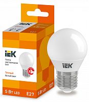 IEK Лампа светодиодная LED 5вт E27 тепло-белый матовый шар ECO (LLE-G45-5-230-30-E27)