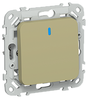FLITE Выключатель 1-клавишный с индикацией 10А  оливковый (FI-V10-1-10-1-K26)