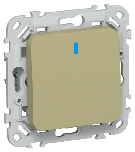 FLITE Выключатель 1-клавишный с индикацией 10А  оливковый (FI-V10-1-10-1-K26)