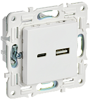 IEK SKANDY Розетка USB A+C 3,1А SK-R14W арктический белый  (SK-U22-D31-K01)