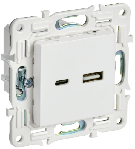 IEK SKANDY Розетка USB A+C 3,1А SK-R14W арктический белый  (SK-U22-D31-K01)