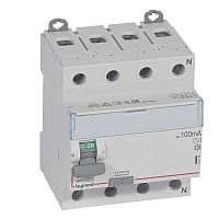 LEGRAND Выключатель дифференциального тока  (УЗО) DX3 4П 63А АC 100мА N справа (411714 )