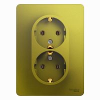 SCHNEIDER ELECTRIC GLOSSA Розетка двойная с заземлением в сборе фисташковый (GSL001024)