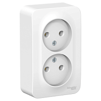 SCHNEIDER ELECTRIC BLANCA  розетка наружная  двойная без зазем. без штор., монт.пл., 16А, 250В, белый, рос (BLNRA000221)