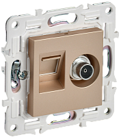 IEK SKANDY Розетка двойная TV+RJ45 кат.6E SK-A15Sa песочный  (SK-AK20-2-K98)