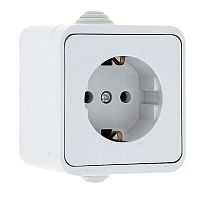EKF Прага Розетка 16А с заземлением IP44 белая (EKR16-028-10-44)