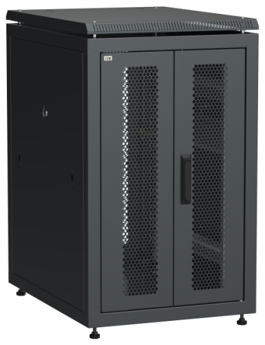 IEK Шкаф напольный сетевой 19' LINEA N 18U 600х800мм передняя распашная перфорированная дверь задняя перфорированная черный (LN05-18U68-2PP)