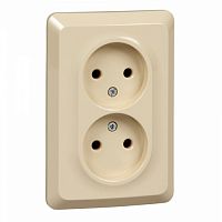 SCHNEIDER ELECTRIC ЭТЮД Розетка двойная скрытая без заземления без шторок 16А 250B кремовый (PC16-105K)