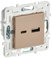 IEK SKANDY Розетка USB A+C 18Вт SK-R13Sa песочный  (SK-U22-018-K98)