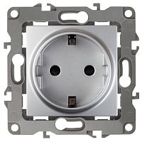 ЭРА Розетка 2P+E Schuko со шторками, 16A-250В, , алюминий, 12-2102-03 (Б0014689)