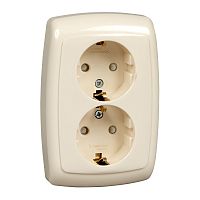 SCHNEIDER ELECTRIC РОНДО Розетка двойная скрытая бежевая с заземлением и шторками 16А 250В (RS16-226-SI)