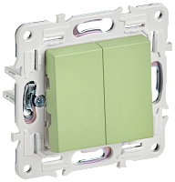 IEK SKANDY Выключатель 2-клавишный перекрестный 10А SK-V06G мятный  (SK-V23-0-10-K06)