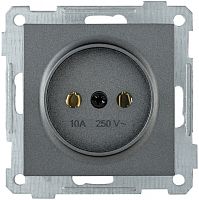IEK РС10-1-0-Б Розетка без заземляющего контакта 10А BOLERO антрацит IEK  (ERB10-K95-10)