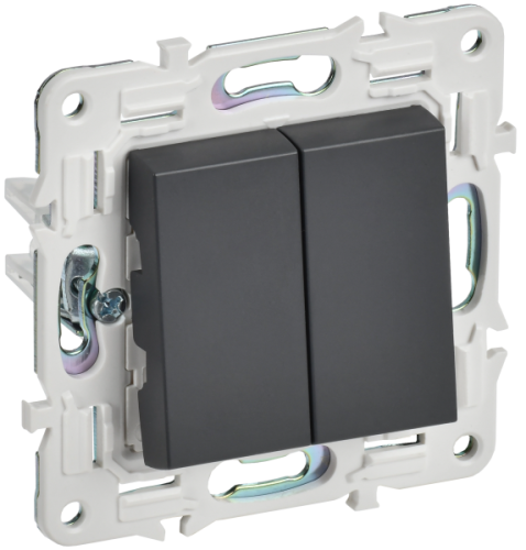 IEK SKANDY Выключатель 2-клавишный 10А SK-V04T титан  (SK-V20-0-10-K48)