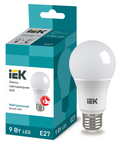 IEK Лампа светодиодная LED 9вт E27 белый ECO (LLE-A60-9-230-40-E27)