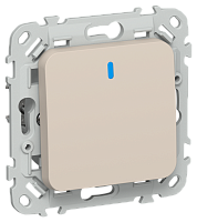 FLITE Выключатель 1-клавишный проходной с индикацией 10А  льняной (FI-V12-1-10-1-K88)