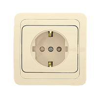 EKF Розетка Лондон 1-местная с заземлением и крышкой 16А бежевая с защитными шторками (EER16-029-200)