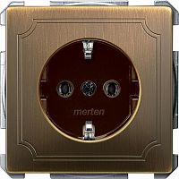 SCHNEIDER ELECTRIC Механизм розетки Schuko с винтовыми зажимами античная латунь (MTN2401-4143)