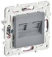 IEK SKANDY Розетка компьютерная двойная RJ45 кат.6 SK-K04Gr серый  (SK-K20-2-K03)