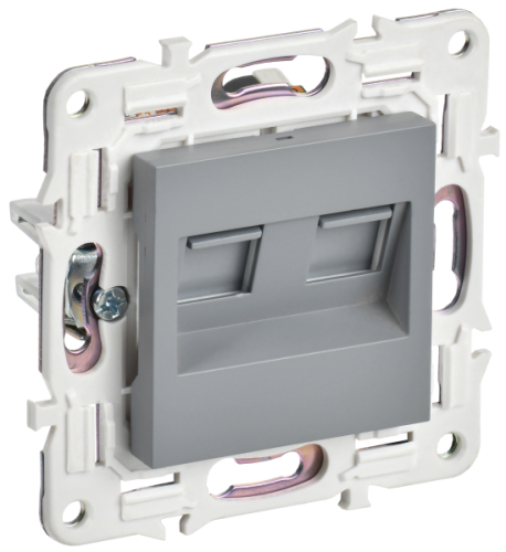 IEK SKANDY Розетка компьютерная двойная RJ45 кат.6 SK-K04Gr серый  (SK-K20-2-K03)