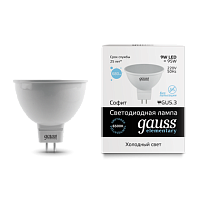 GAUSS Лампа светодиодная LED 9Вт 230в, GU5.3, MR16 дневной Elementary  (13539)