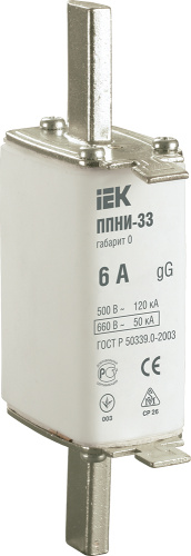 IEK Вставка предохранителя ППНИ-33 6А габарит 0 (DPP20-006) IEK Вставка предохранителя ППНИ-33 6А габарит 0 (DPP20-006)
