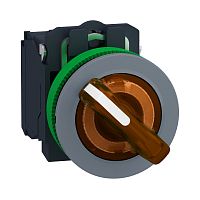 SCHNEIDER ELECTRIC Переключатель 22мм, 2 позиции, 24В, оранжевый, с подсветкой, заподлицо, 1НО, 1НЗ, пластик C0 (XB5FK125B5C0)