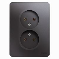 SCHNEIDER ELECTRIC GLOSSA Розетка двойная без заземления в сборе графит (GSL001320)