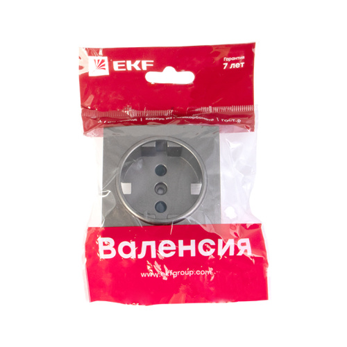EKF Валенсия лицевая панель розетки 1-местной с/з 16А графит с защитными шторками PROxima (ESR16-L-028-60) фото 3