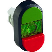 ABB Кнопка двойная MPD12-11G  (зеленая/красная-выступающая) зеленая линза без текста (1SFA611141R1102)
