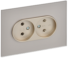 IEK SKANDY Розетка 2-местная без заземления без защитных шторок для плоской вилки 10А SK-R03Sh стекло шампань (SK-R20-10-K37)