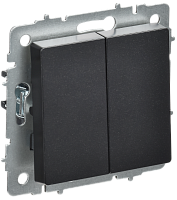 IEK BRITE Выключатель 2-клавишный перекрестный 10А ВС10-2-3-БрЧ черный  (BR-V23-0-10-K02)