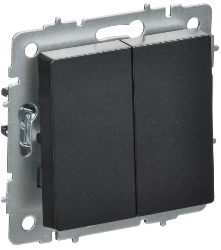 IEK BRITE Выключатель 2-клавишный перекрестный 10А ВС10-2-3-БрЧ черный  (BR-V23-0-10-K02)