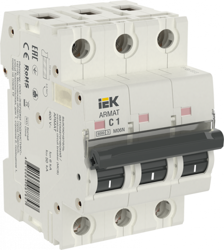 IEK ARMAT Выключатель автоматический трехполюсный C 1А M06N (AR-M06N-3-C001)