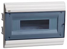 IEK Щит распределительный встраиваемый ЩРв-П-12 IP41 пластиковый белый прозрачная дверь PRIME (MKP82-V-12-41-10)