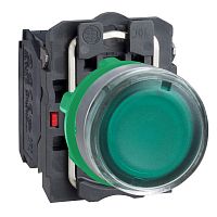 SCHNEIDER ELECTRIC Кнопка 22мм, 230-240В, зеленая, с подсветкой, заподлицо, пластик C0 (XB5AW33M5C0)