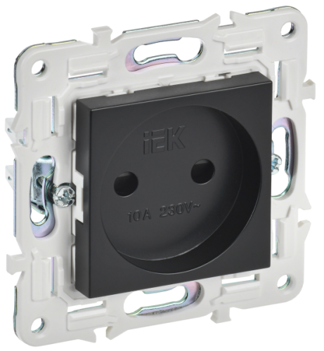 IEK SKANDY Розетка без заземления с защитными шторками 10А SK-R01Bl черный (SK-R13-10-K02) IEK SKANDY Розетка без заземления с защитными шторками 10А SK-R01Bl черный (SK-R13-10-K02)