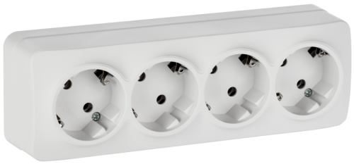 IEK GLORY Розетка 4-местная для открытой установки с заземлением без защитных шторок 16А РС24-3-ХБм белый матовый  (ERH41-K01M-16)