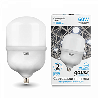 GAUSS Лампа светодиодная LED 60Вт T160 E27 5400lm 180-240V 4000K Elementary  (63226)