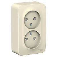 SCHNEIDER ELECTRIC BLANCA Розетка наружная двойная без заземления со шторками, 16А, 250В, молочный (BLNRA001202)