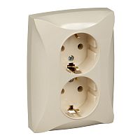 SCHNEIDER ELECTRIC ДУЭТ Розетка двойная с заземлением бежевая (WDE000224)