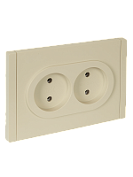 IEK FORTE&PIANO Розетка 2-местная без заземления без защитных шторок безвинтовое крепление 10А FP426 ваниль  (FP-R20-10-1-K10)