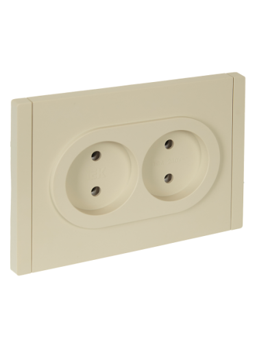 IEK FORTE&PIANO Розетка 2-местная без заземления без защитных шторок безвинтовое крепление 10А FP426 ваниль  (FP-R20-10-1-K10)