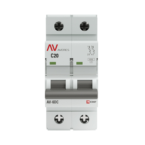 EKF Выключатель автоматический AV-6 DC 2P 20A  (C) 6кА AVERES (mcb6-DC-2-20C-av) фото 2