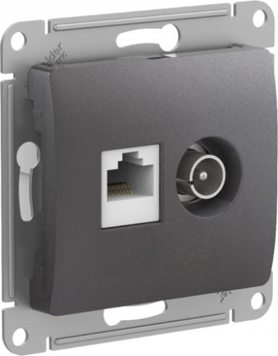 SCHNEIDER ELECTRIC GLOSSA Розетка двойная ТВ + компьютерная RJ45, кат. 5Е, ГРАФИТ (GSL001389)