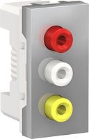 SCHNEIDER ELECTRIC Розетка UNICA MODULAR 3 RCA 2 модуля алюминий (NU343130)