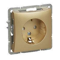SCHNEIDER ELECTRIC ДУЭТ Розетка с заземлением со шторками в рамку шампань (WDE000445)
