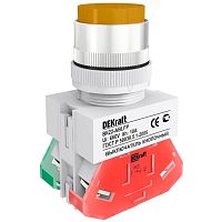 DEKRAFT Выключатель кнопочный с фиксацией ABFP d22 мм желтая 220В ВK-22 (25134DEK)