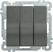 IEK ВС10-3-0-Б Выключатель трехклавишный 10А BOLERO антрацит IEK  (EVB30-K95-10)